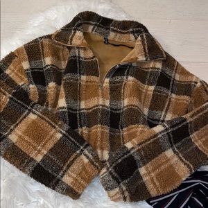 Checkered sherpa jacket